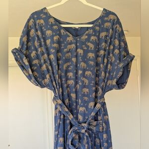 Mata Traders Blue Elephant Tie Dress XL